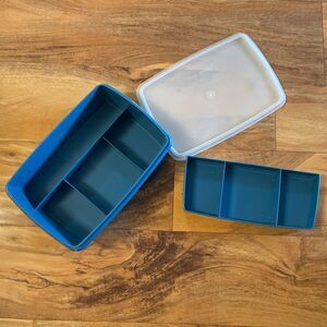Vintage Tupperware Stow-N-Go Tuppercraft Sewing or Tackle Box 767-14 Blue